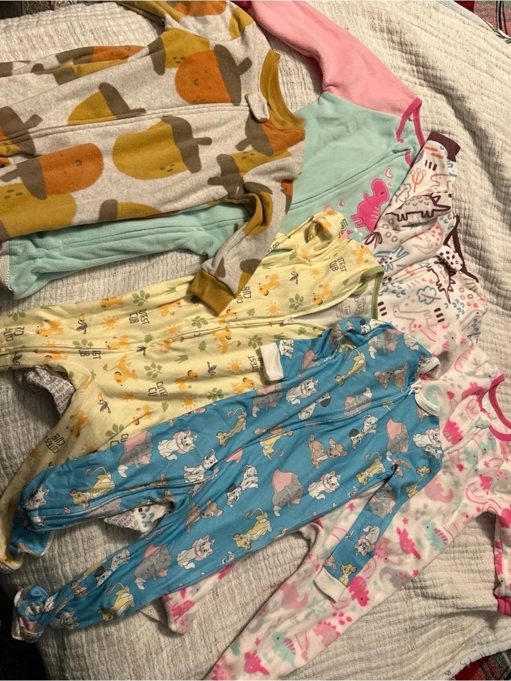 18 Month Footed Pajama Bundle of 6 - Colorful Disney and Carters!
